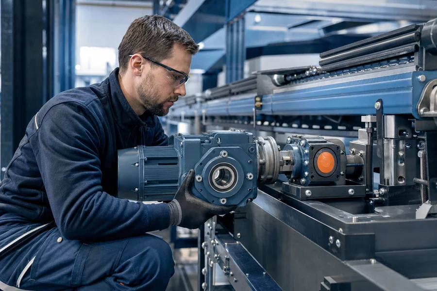 Industriemechaniker bei der Wartung von Produktionsanlagen.